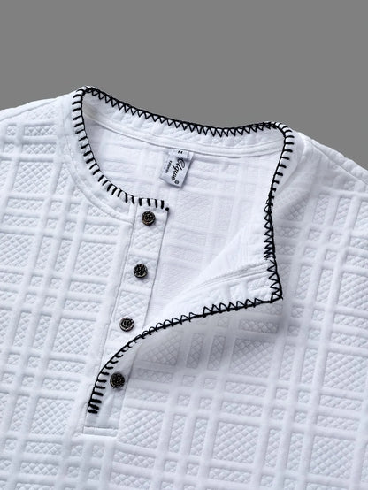 Men's Textured Henley Short Sleeve Shirt