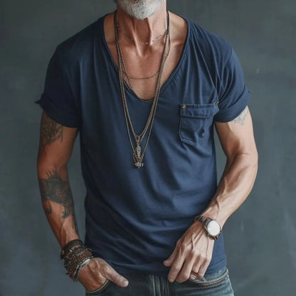 Men’s V-Neck Pocket Short Sleeve T-Shirt