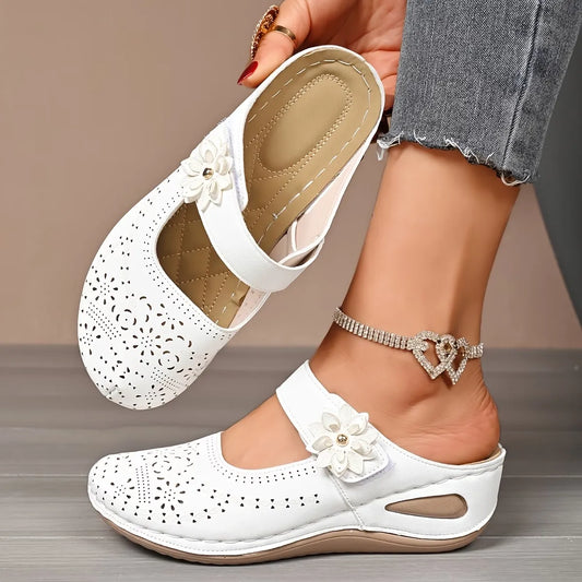 Women’s Floral Cutout Mary Jane Comfort Mules
