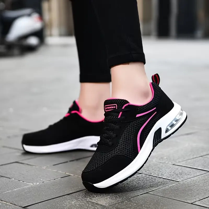 Women’s Air-Cushion Mesh Lace-Up Walking Sneakers