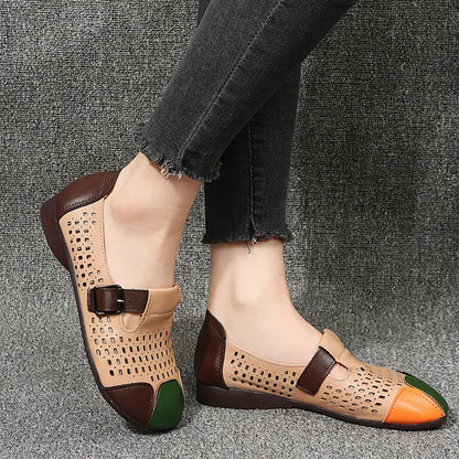 Women’s Perforated Colorblock Mary Jane Flats