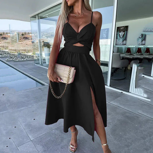 Women’s Cutout Slit Midi Dress