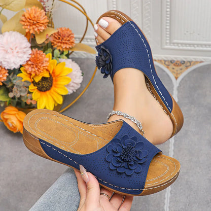 Women’s Floral Open-Toe Comfort Wedge Sandals
