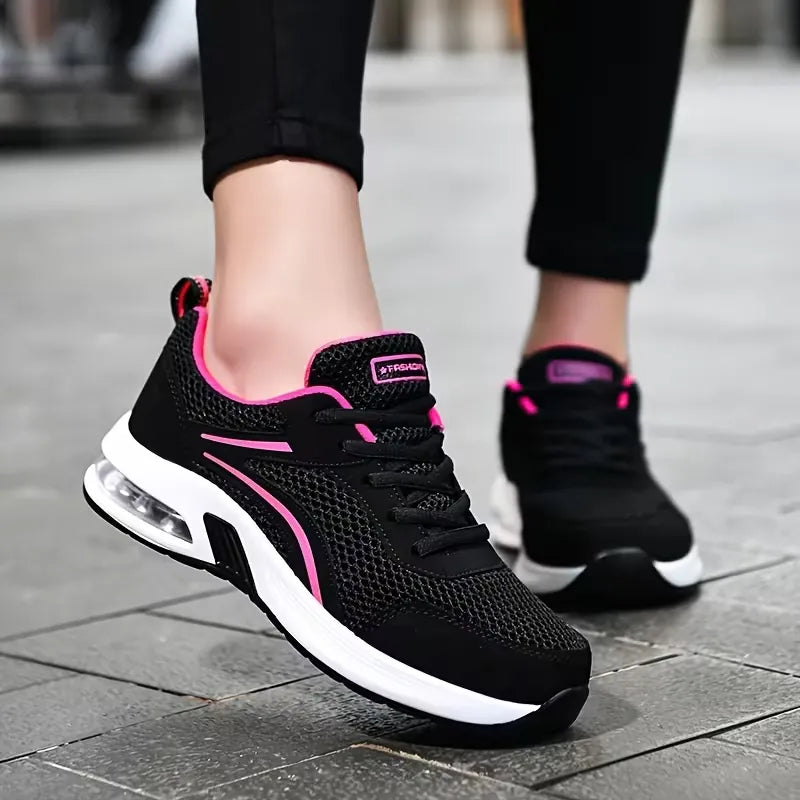 Women’s Air-Cushion Mesh Lace-Up Walking Sneakers