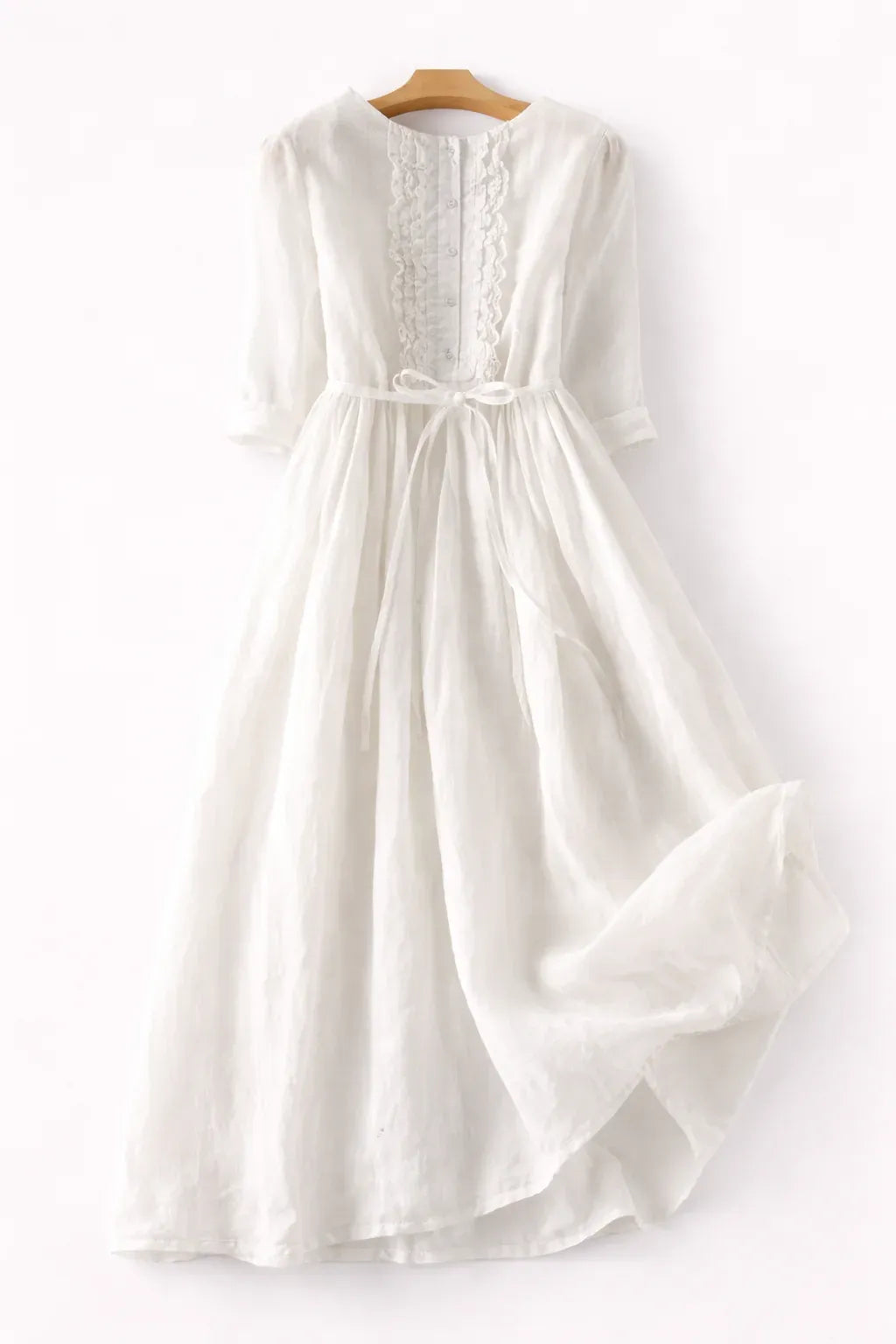 Women’s Ruffle Front Tie-Waist Maxi Dress
