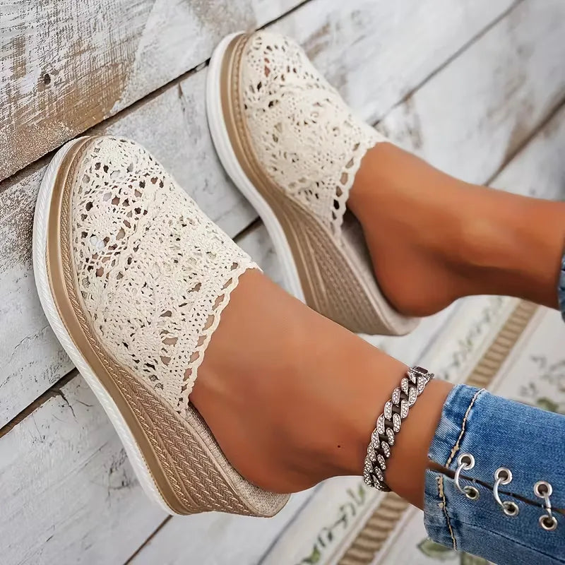 Women’s Crochet Wedge Mule Sandals