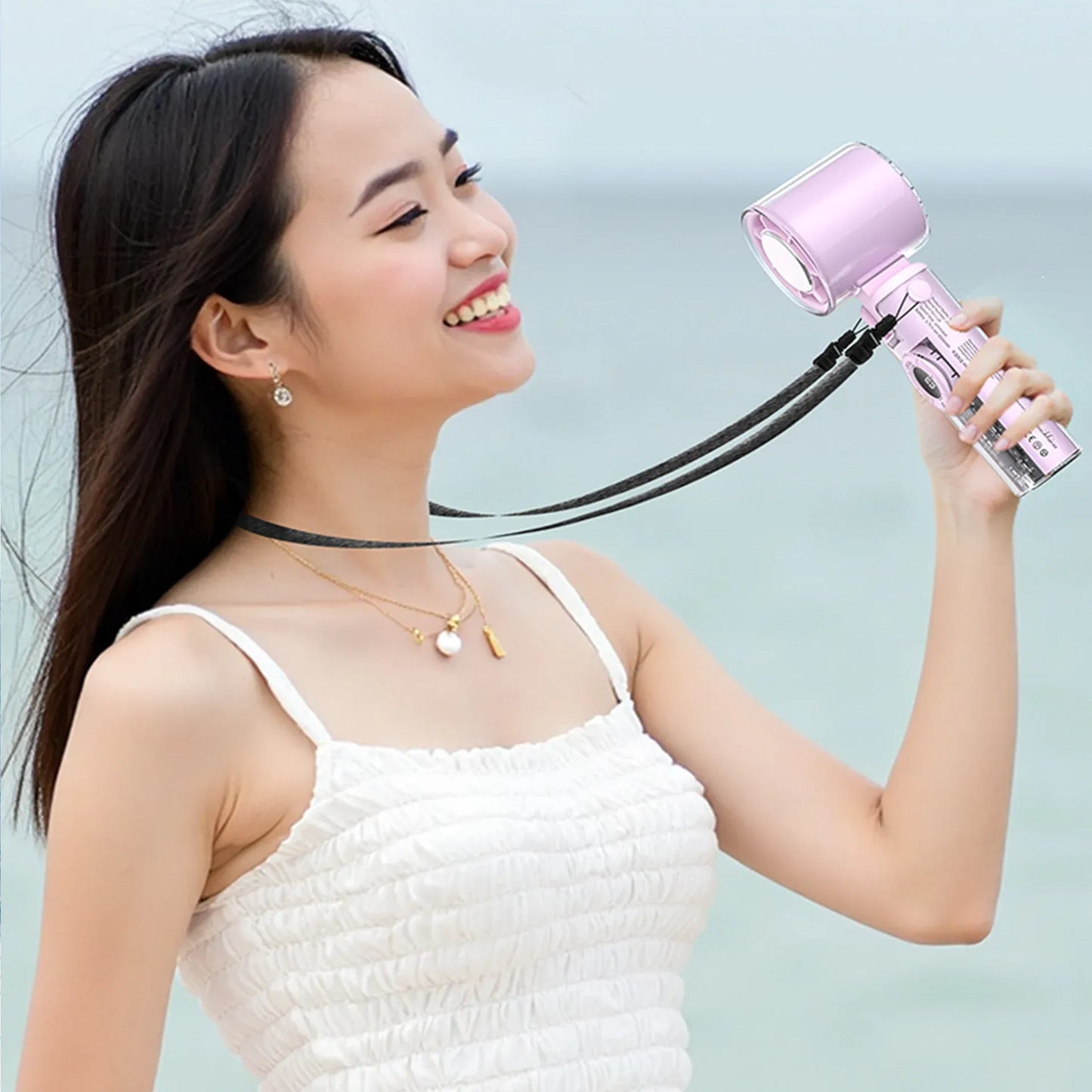 Portable Bladeless Handheld Fan with Digital Display