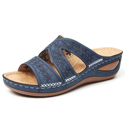 Women’s Embroidered Open-Toe Comfort Slide Sandals