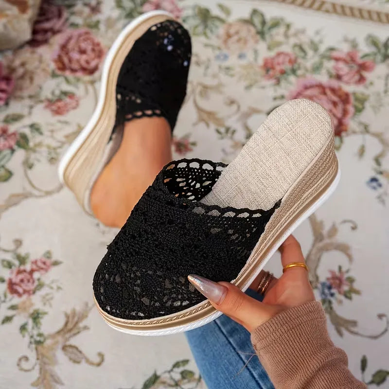 Women’s Crochet Wedge Mule Sandals