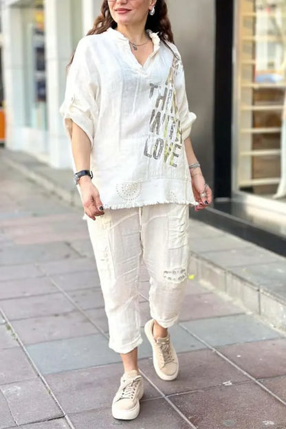 Women’s Relaxed Graphic Top & Cargo Pants Set