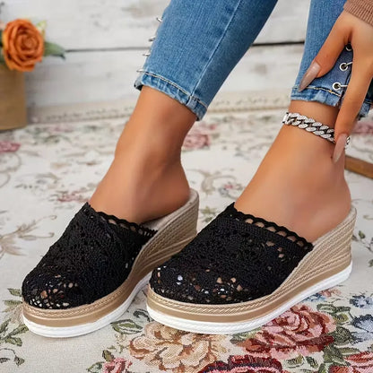 Women’s Crochet Wedge Mule Sandals