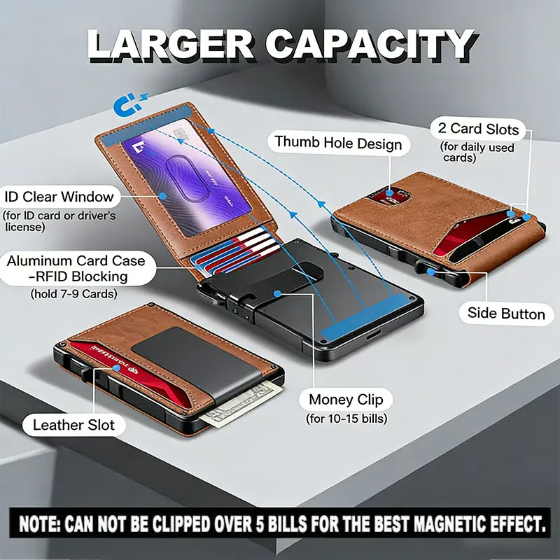 Slim RFID Pop-Up Card Wallet with Money Clip