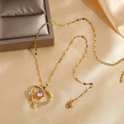 Heart-Shaped Cubic Zirconia Pendant Necklace