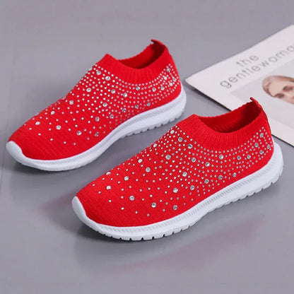 Women’s Rhinestone Knit Slip-On Sneakers