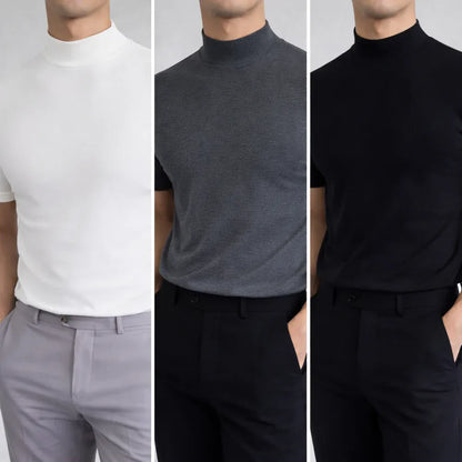 Men’s Short-Sleeve Mock Neck Knit T-Shirt