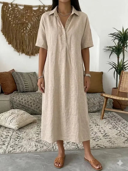 Women's Collared Button Front Relaxed Dress