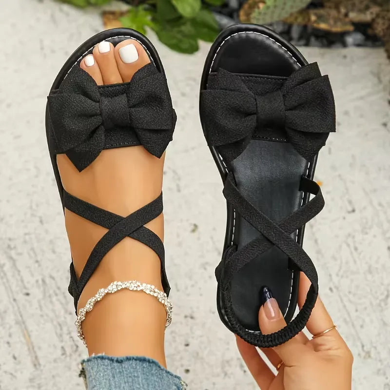Women's Bow Cross-Strap Flat Sandals