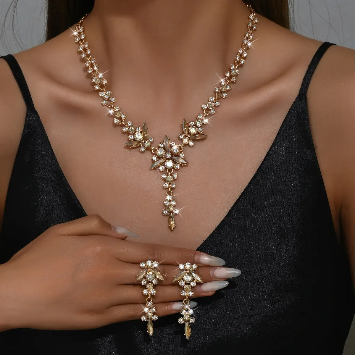 Crystal Statement Necklace and Earrings Set