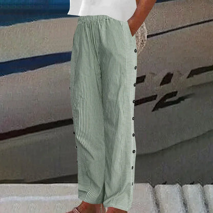 Women’s Striped Button Detail Cropped Pants