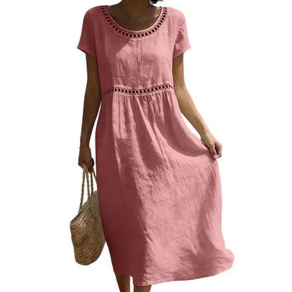 Women’s Lace-Trim High-Waist Midi Dress