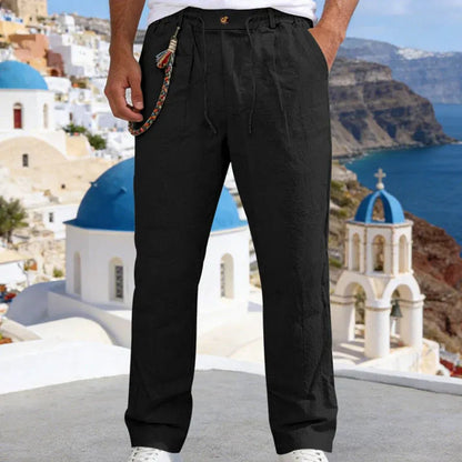 Men’s Casual Linen-Look Drawstring Pants