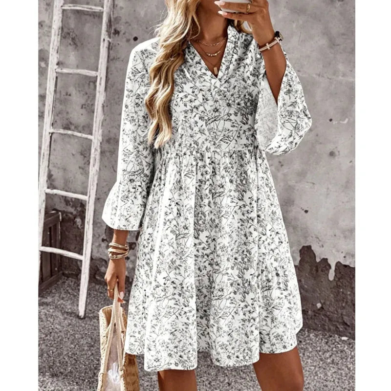 Women’s Floral V-Neck Flowy Mini Dress