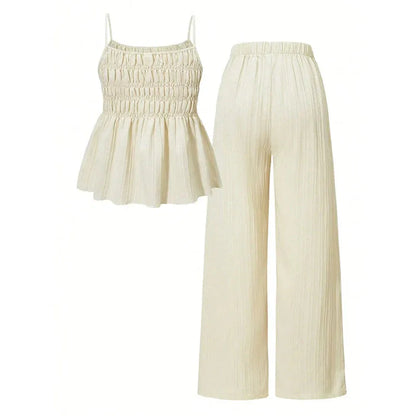 Women's Smocked Cami Top & Wide-Leg Pants Set