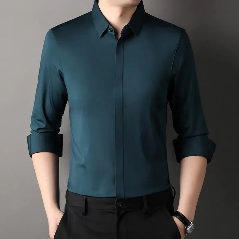 Men’s Stretch Wrinkle-Free Slim Fit Dress Shirt