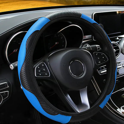 Carbon-Style Car Steering Wheel Cover