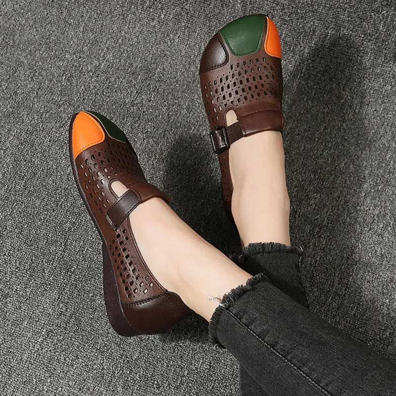 Women’s Perforated Colorblock Mary Jane Flats