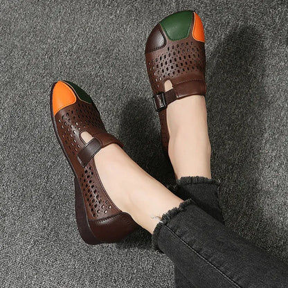 Women’s Perforated Colorblock Mary Jane Flats