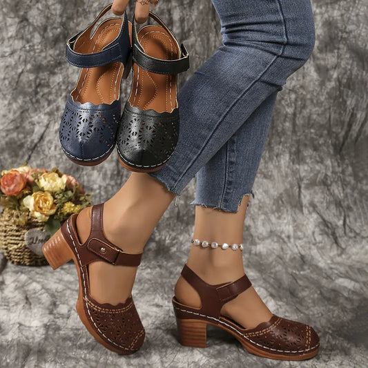 Women’s Cutout Mary Jane Block Heel Sandals