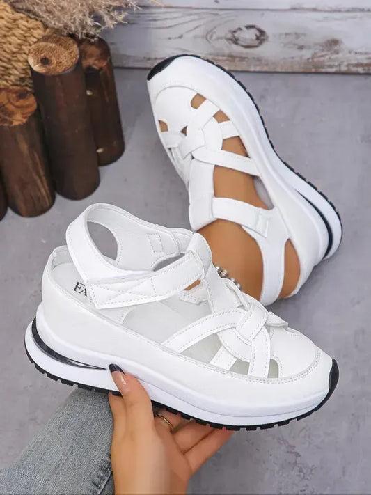 Women’s Cutout Hook-and-Loop Wedge Sneakers