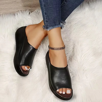 Women’s Open-Toe Wedge Mule Sandals