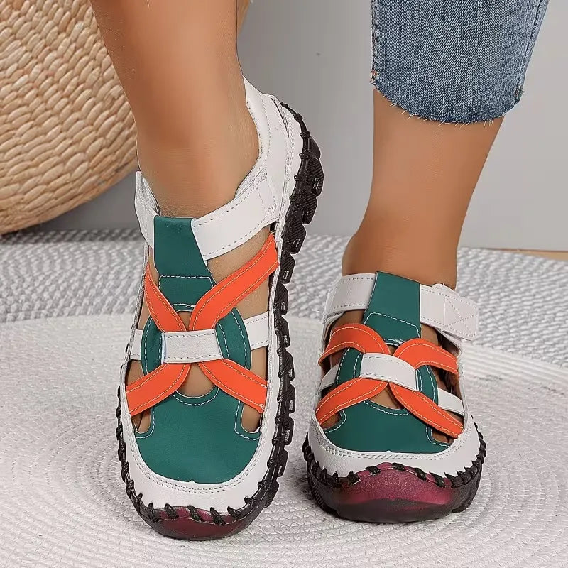 Women’s Colorblock Cutout Hook-and-Loop Comfort Shoes