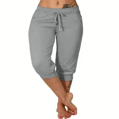 Women's Drawstring Capri Jogger Pants