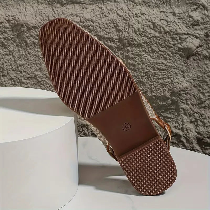 Women’s Woven Slingback Loafer Flats with Bit Detail