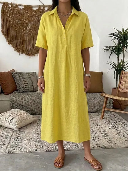 Women's Collared Button Front Relaxed Dress