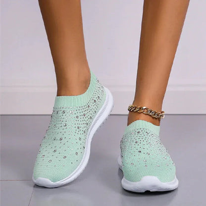 Women’s Rhinestone Knit Slip-On Sneakers