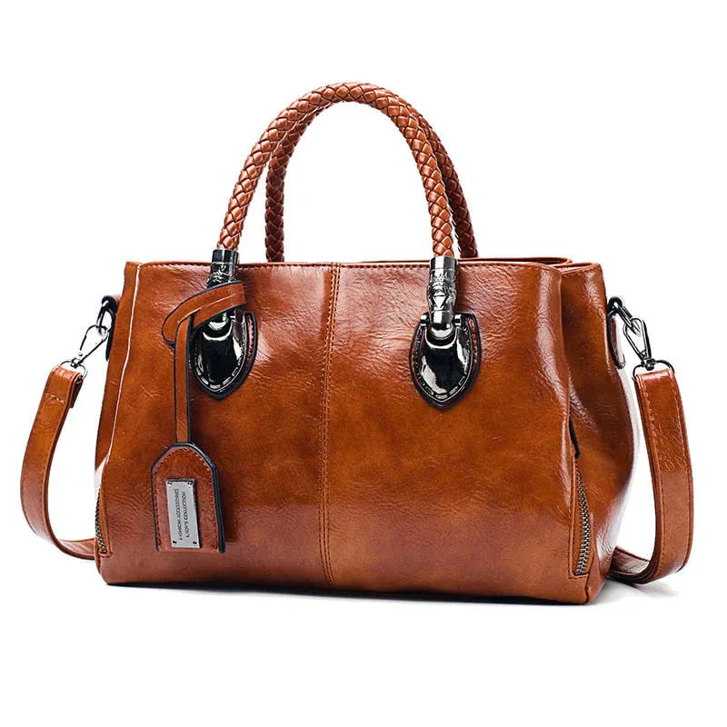 Women’s Large Capacity Leather-Look Satchel Bag
