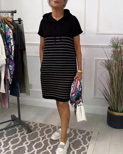 Women's Hooded Striped Casual Dress
