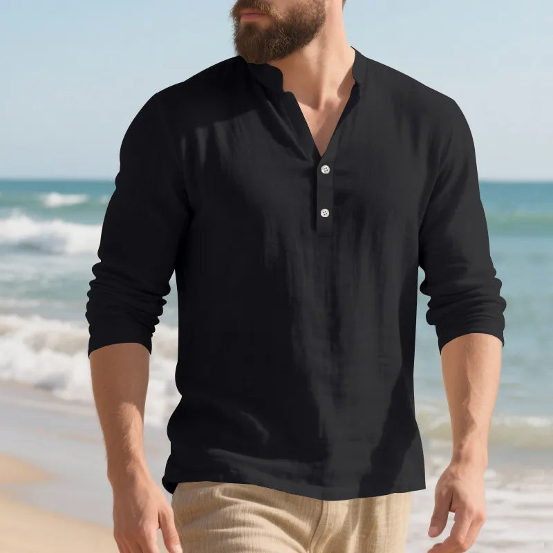 Men’s Solid-Color Stand-Collar Shirt