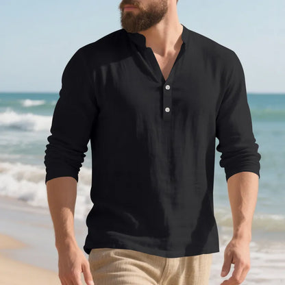 Men’s Solid-Color Stand-Collar Shirt