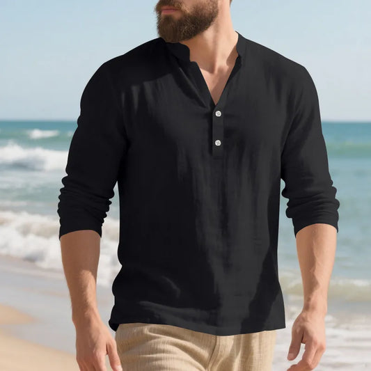 Men’s Solid-Color Stand-Collar Shirt