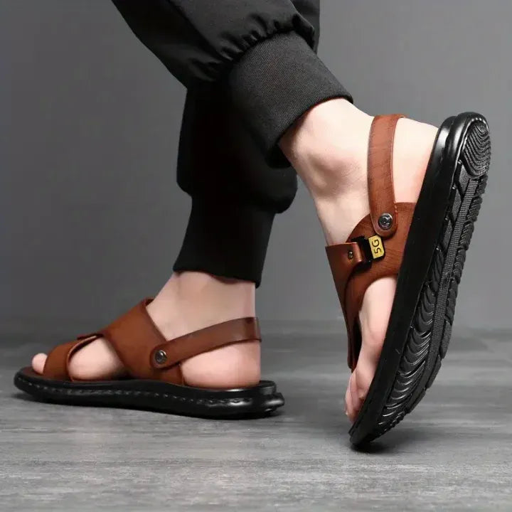 Men’s Leather-Look Comfort Thong Sandals