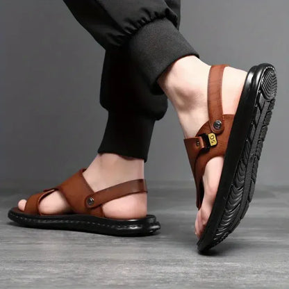 Men’s Leather-Look Comfort Thong Sandals