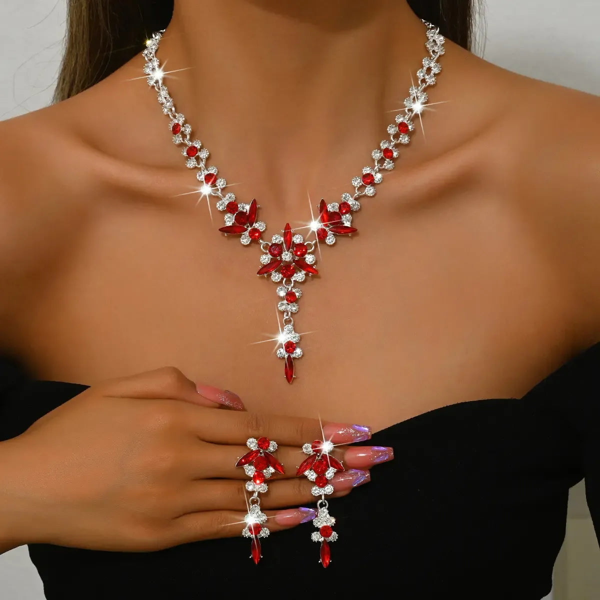 Crystal Statement Necklace and Earrings Set
