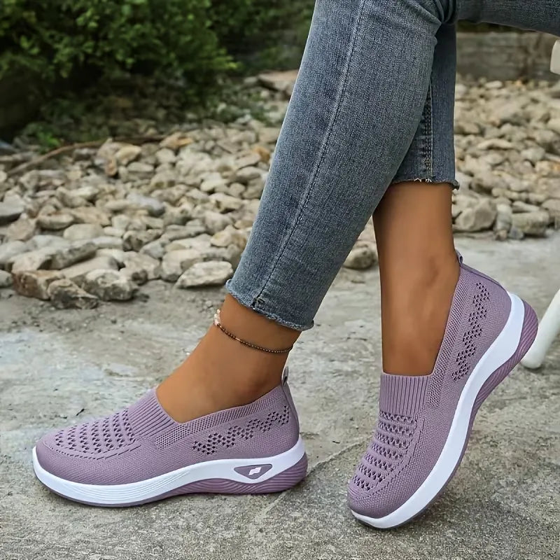 Women’s Breathable Knit Slip-On Walking Sneakers