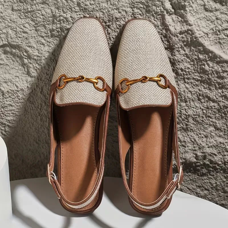 Women’s Woven Slingback Loafer Flats with Bit Detail