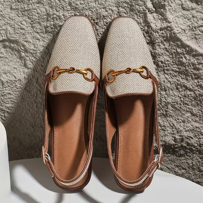 Women’s Woven Slingback Loafer Flats with Bit Detail
